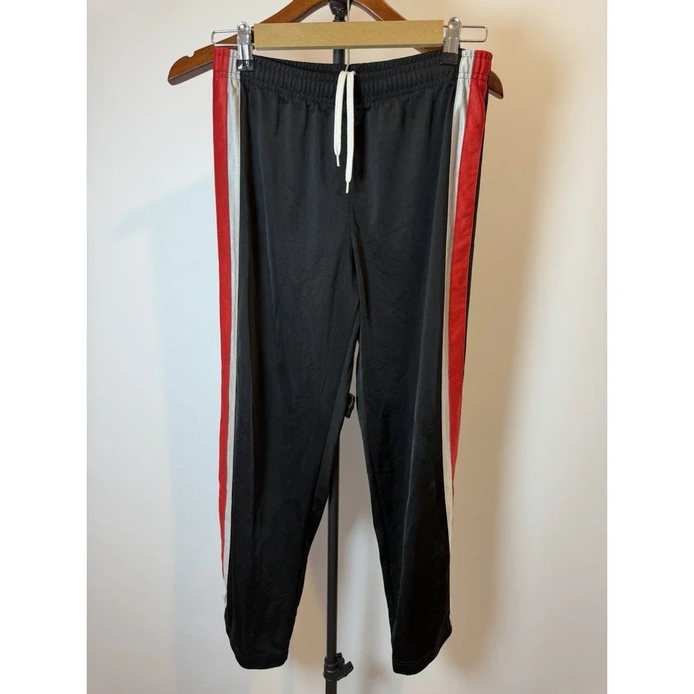 VTG Nike Baggy Stripe Track Pants Youth Large L/ Men's S Black Red Y2K Sweat